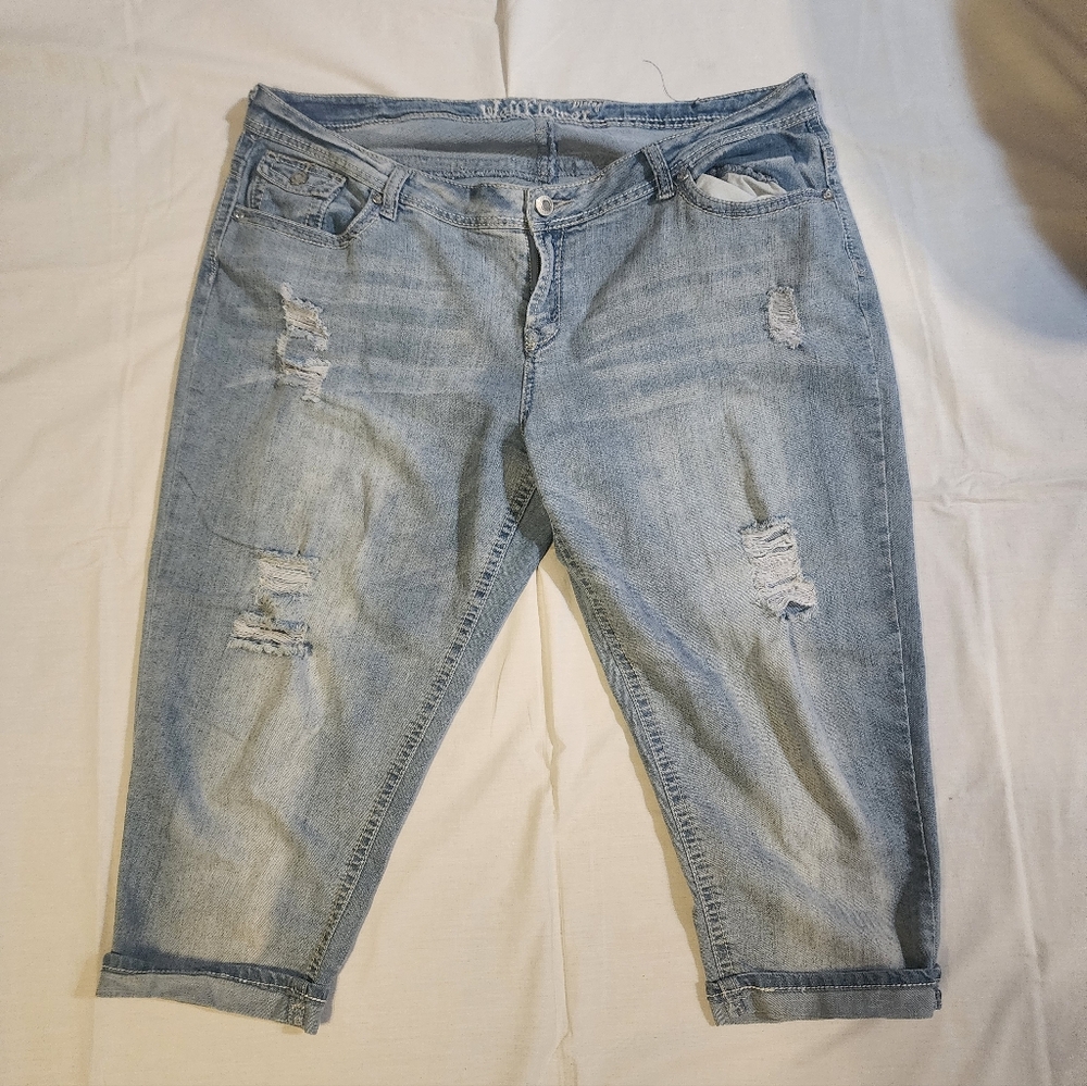 Wallflower Sky Blue Ripped Ankle Jeans